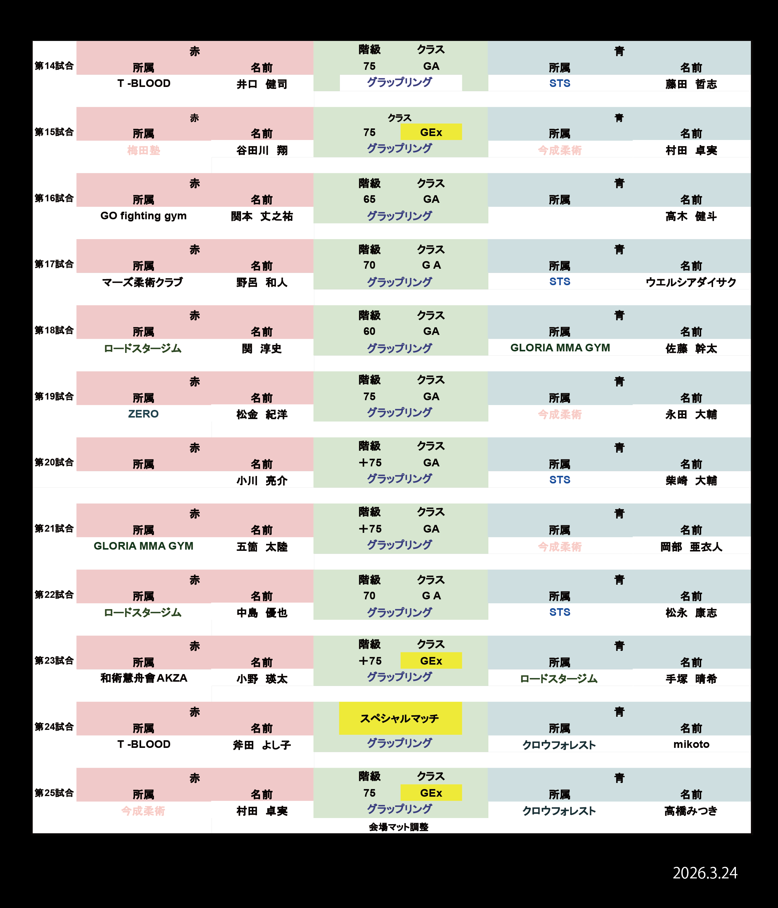 グラップリング第14試合〜25試合